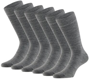 Apollo Merinowollen Sokken 6-pack Medium Grey Melange-43/46 Grijs - 43/46