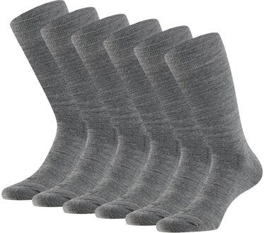 Apollo Merinowollen Sokken Badstof Zool 6-pack Medium Grey Melange-35/38 Grijs - 35/38