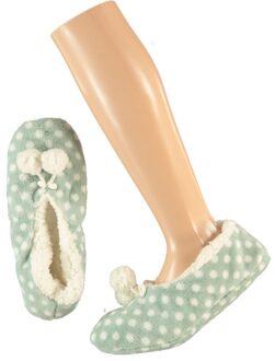 Apollo Mintgroene ballerina dames pantoffels/sloffen met stippenprint maat 37-39 - Sloffen - volwassenen