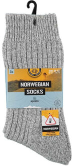 Apollo Noorse sokken heren terry 3-pack Grijs - 46-48