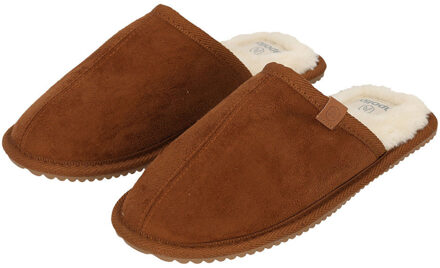 Apollo pantoffels - bruin - met bont - voor dames - sloffen