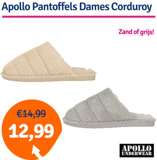 Apollo Pantoffels Dames Corduroy Zand-39/40 - 39/40