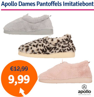 Apollo Pantoffels Dames Imitatiebont Roze-41/42 - 41/42