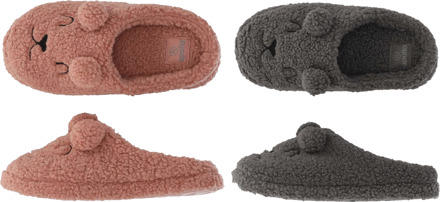 Apollo Pantoffels Dames Teddy Bear Antraciet-37/38 - 37/38
