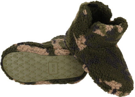 Apollo Pantoffels / sloffen camouflage - army groen - kinderen - maat 33-34 - hoog model - legerprint - 33/34