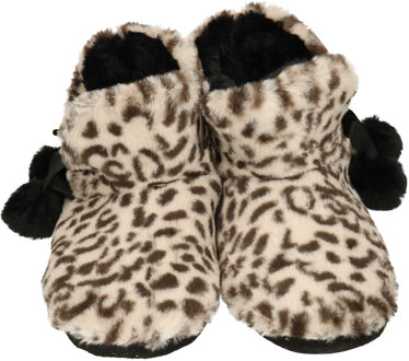 Apollo Pantoffels/sloffen luipaard print - kinderen - beige - maat 39-40 - dieren sloffen - hoog 39/40