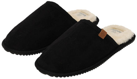 Apollo pantoffels - zwart - met bont - voor dames - sloffen