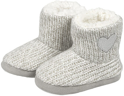 Apollo Peuter sloffen/pantoffels met hart - hoog model - lichtgrijs - maat 25-26 - 25/26