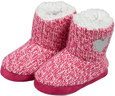 Apollo Peuter sloffen/pantoffels met hart - hoog model - roze - maat 27-28 27/28
