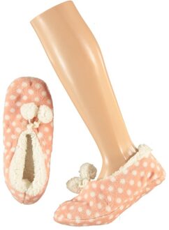 Apollo Roze ballerina dames pantoffels/sloffen met stippenprint maat 37-39 - Sloffen - volwassenen