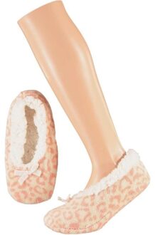 Apollo Roze ballerina meisjes pantoffels/sloffen met luipaardprint maat 31-33 - sloffen - kinderen