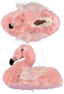 Apollo Roze flamingo pantoffels/sloffen voor meisjes - Dieren flamingos huissloffen voor kinderen - Dierenpantoffels/dierensloffen 33-34