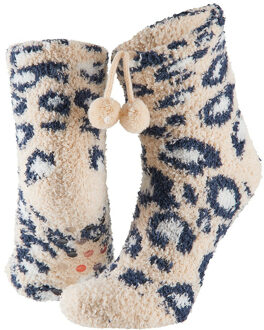 Apollo Roze/witte luipaardvlekken gevoerde huissokken/slofsokken meisje