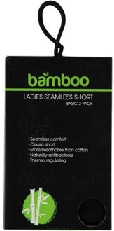 Apollo Seamless dames short bamboe onderbroek met pijpjes naadloos 3-pack - maat M Zwart
