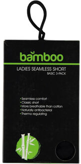 Apollo Seamless dames short bamboe onderbroek met pijpjes naadloos 3-pack - maat XL Zwart