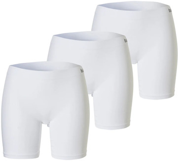 Apollo Seamless dames short bamboe onderbroek met pijpjes naadloos 3-pack Wit - XL