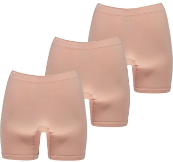 Apollo Seamless dames short bamboe onderbroek met pijpjes naadloos huidskleur 3-pack Beige - L
