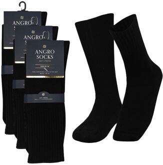 Apollo Senioren herensokken - 3x - zwart - niet knellend - maat 39/42 - anti pres sokken - acryl/wol