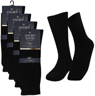 Apollo Senioren herensokken - 4x - zwart - niet knellend - maat 39/42 - anti pres sokken - acryl/wol