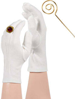 Apollo Sinterklaas handschoenen - wit - maat L - kort model - katoen - sint en piet - verkleden