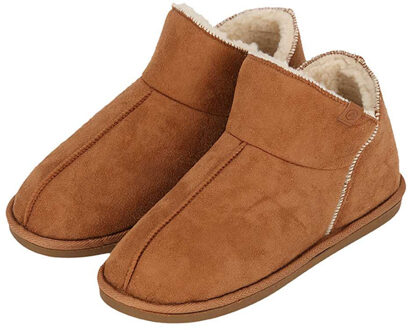 Apollo sloffen - dames - cognac - voering wol - suede - pantoffels - met antislip 41-42