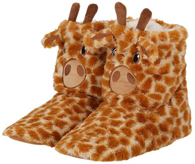 Apollo sloffen Giraffe - pluche - 3D pantoffels - hoog model - voor dames 39-40