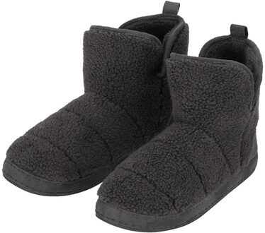 Apollo Sloffen - heren - antraciet - teddy stof - antislip zool - hoog model 45-46