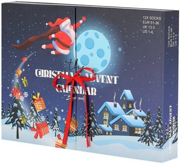 Apollo Sokken Adventskalender Kinderen - Kerst - 12 paar sokken-One size (31/36) Donker blauw - One size (31/36)