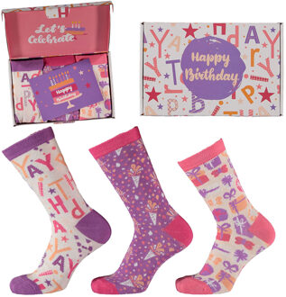 Apollo Sokken Giftbox Verjaardag Dames Party met gratis wenskaart - One size (36-41)