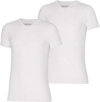 Apollo T-shirt Heren Bamboo Basic V-neck Wit 2-pack-S - S