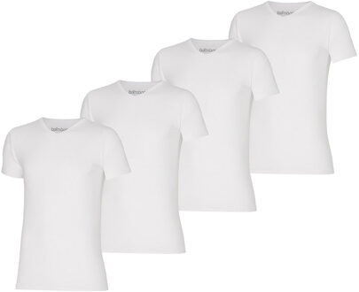 Apollo T-shirt Heren Bamboo Basic V-neck Wit 4-pack-L - L