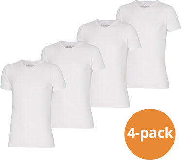Apollo T-shirt Heren Bamboo Basic V-neck Wit 4-pack-M - M