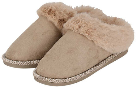 Apollo teddy sloffen - dames - beige - instappers - teddystof - pantoffels - laag 39-40