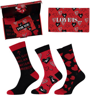 Apollo Valentijn Cadeau Sokken Giftbox Hearts Heren met gratis wenskaart