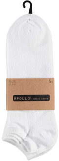 Apollo witte heren sneakersokken/enkelsokken - maat 41-46 - 5x paar - katoen 41/46