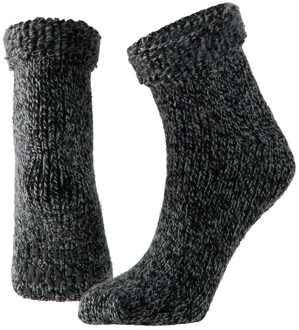 Apollo Wollen anti-slip huissokken/slofsokken voor kinderen antraciet maat 31-34 - 31/34