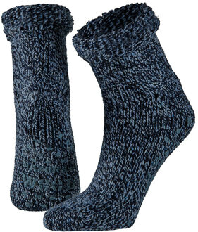 Apollo Wollen anti-slip huissokken/slofsokken voor kinderen blauw maat 23-26 23/26