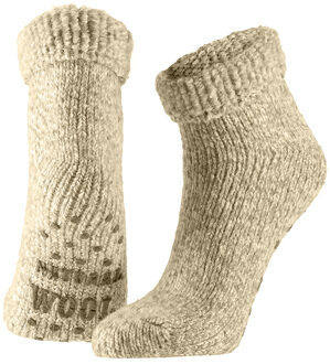 Apollo Wollen anti-slip huissokken/slofsokken voor kinderen grijs maat 23-26 - 23/26