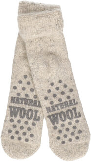Apollo Wollen anti-slip huissokken/slofsokken voor kinderen grijs maat 31-34 - 31/34