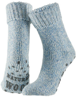 Apollo Wollen huissokken/slofsokken - dames - blauw - warme wintersokken - antislip 39-42
