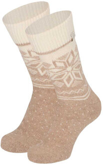 Apollo Wollen huissokken/slofsokken Nordic - dames - beige - maat 35-38 35/38