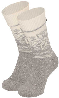 Apollo Wollen huissokken/slofsokken Nordic - dames - lichtgrijs - maat 39-42 39/42