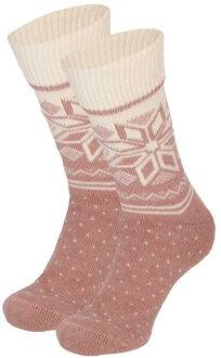 Apollo Wollen huissokken/slofsokken Nordic - dames - lichtroze - maat 35-38 - 35/38
