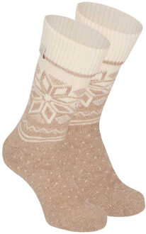 Apollo Wollen huissokken/slofsokken Nordic - kinderen - beige - maat 35-38 35/38