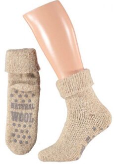 Apollo Wollen huissokken/slofsokken voor mannen - beige - anti slip sokken - cadeau