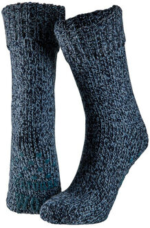 Apollo Wollen huissokken/slofsokken voor mannen - donkerblauw - anti slip sokken - cadeau 43-46