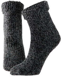 Apollo Wollen huissokken/slofsokken voor mannen - zwart - anti slip sokken - cadeau