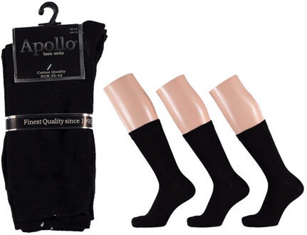 Apollo Zwarte dames sokken - 6x paar in maat 35/42 - sport sokken - sneakersokken
