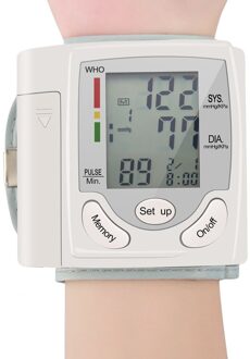 Apparaat Heart Beat Rate Pulse Meter Meet Tonometer Draagbare Automatische Digitale Lcd Display Pols Bloeddrukmeter Wit