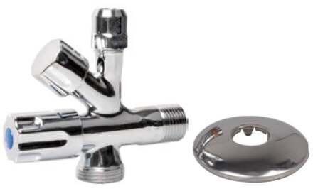 Apparaataansluiting haakse-kraan, chroom, 3/8"ET x 3/4"ET x 3/8"ET x 10 mmQ, met terugslagklep - 986290148
